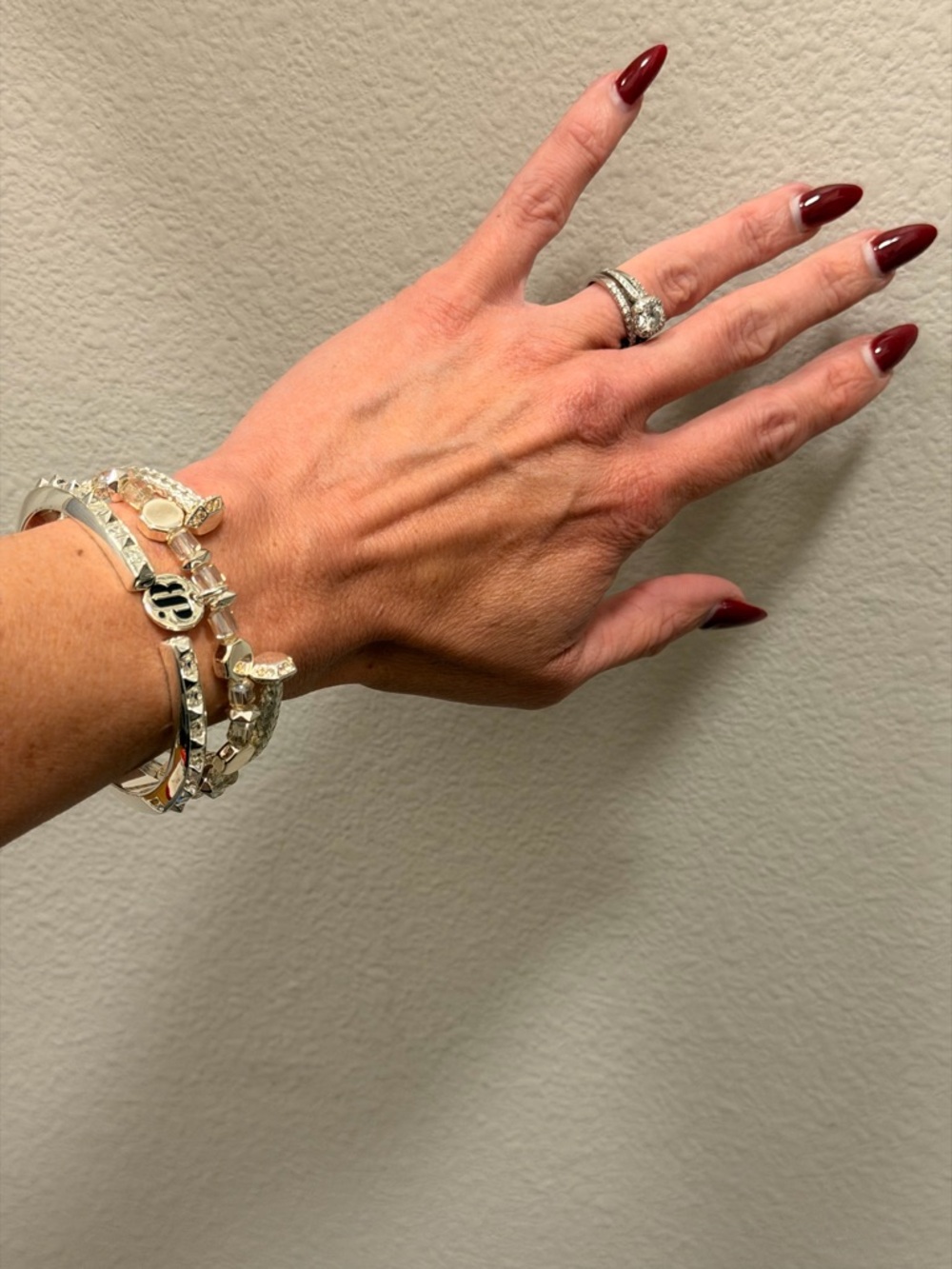 Bomb Party NWOT! Silver Multi-Row Bracelet with Black Enamel Logo Charm - Picture 8 of 8
